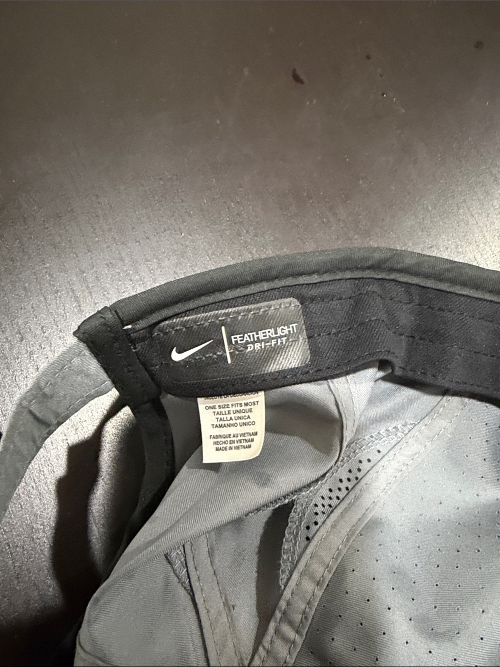 Nike Gray Performance DRI Fit hat with White Swoosh nike symbol new without tags - Picture 3 of 6